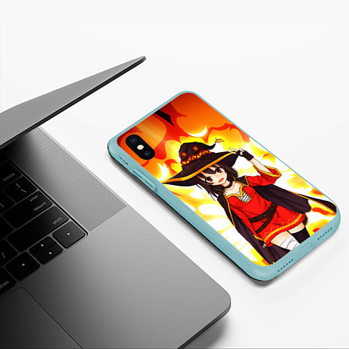 Чехол iPhone XS Max матовый Mеgumin / 3D-Мятный – фото 3