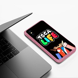 Чехол iPhone XS Max матовый Toca Life: Friends, цвет: 3D-малиновый — фото 2