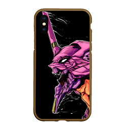 Чехол iPhone XS Max матовый Evangelion Eva 01, цвет: 3D-коричневый