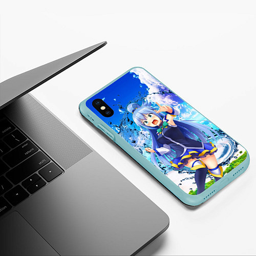 Чехол iPhone XS Max матовый Aqua Beach / 3D-Мятный – фото 3