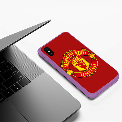 Чехол iPhone XS Max матовый Manchester United F C / 3D-Фиолетовый – фото 3