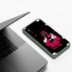 Чехол iPhone XS Max матовый Игра в кальмара x Кот,, цвет: 3D-темно-зеленый — фото 2