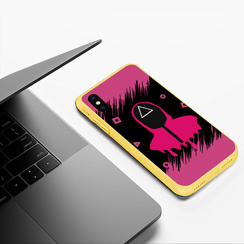 Чехол iPhone XS Max матовый SQUID GAME ИГРА В КАЛЬМАРА / 3D-Желтый – фото 3