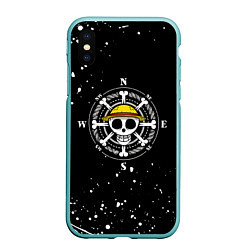 Чехол iPhone XS Max матовый ONE PIECE ВАН ПИС ЧЕРЕП БРЫЗГИ КРАСОК, цвет: 3D-мятный