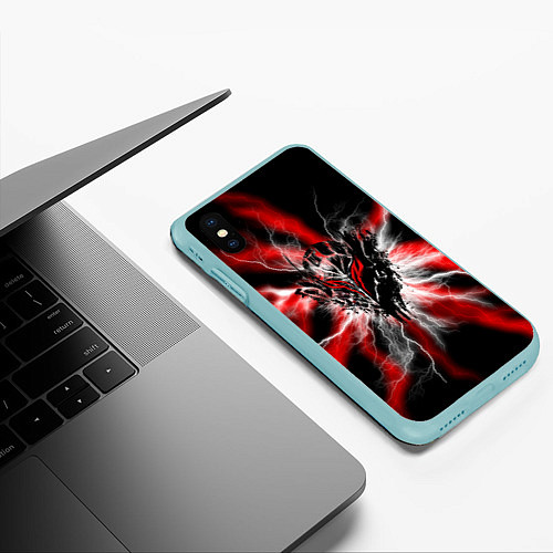 Чехол iPhone XS Max матовый Berserk разряд молнии / 3D-Мятный – фото 3