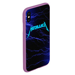 Чехол iPhone XS Max матовый METALLICA BLUE FLASH МЕТАЛЛИКА СИНИЕ МОЛНИИ, цвет: 3D-фиолетовый — фото 2