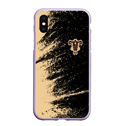 Чехол iPhone XS Max матовый Black clover bull, цвет: 3D-светло-сиреневый