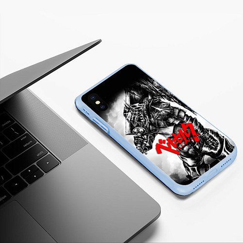 Чехол iPhone XS Max матовый BERSERK ANIME БЕРСЕРК / 3D-Голубой – фото 3