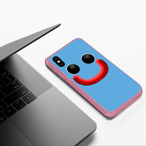 Чехол iPhone XS Max матовый Huggy Waggy smile / 3D-Малиновый – фото 3