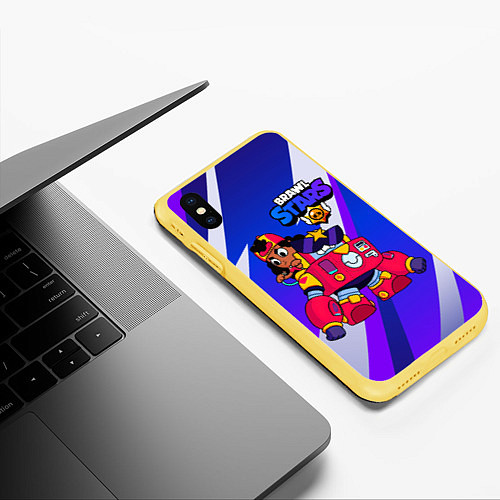 Чехол iPhone XS Max матовый Brawl Stars game Meg / 3D-Желтый – фото 3