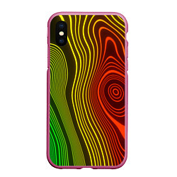 Чехол iPhone XS Max матовый КАРТОГРАФИЧЕСКАЯ ПРОЕКЦИЯ, цвет: 3D-малиновый