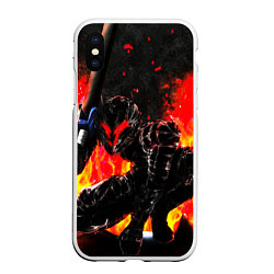 Чехол iPhone XS Max матовый БЕРСЕРК ОГНЕННЫЙ BERSERK, цвет: 3D-белый