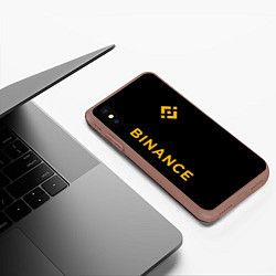 Чехол iPhone XS Max матовый БИНАНС ЛОГО КАРБОН BINANCE LOGO, цвет: 3D-коричневый — фото 2