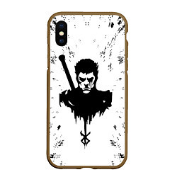 Чехол iPhone XS Max матовый Берсерк Berserk, цвет: 3D-коричневый