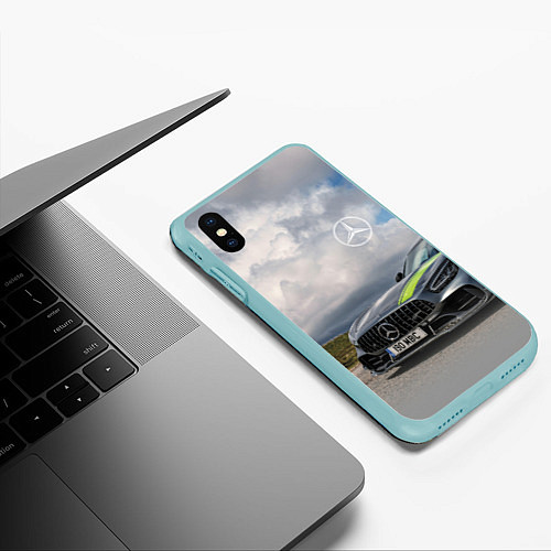 Чехол iPhone XS Max матовый Mercedes V8 Biturbo Racing Team AMG / 3D-Мятный – фото 3