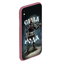 Чехол iPhone XS Max матовый Сила Рода Славянский воин, цвет: 3D-малиновый — фото 2