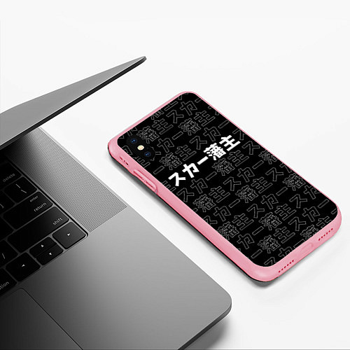 Чехол iPhone XS Max матовый SCARLXRD WHITE LOGO PATTERN КОНТУР / 3D-Баблгам – фото 3