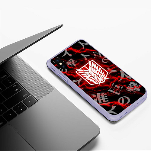 Чехол iPhone XS Max матовый Атака Титанов: Monsters / 3D-Светло-сиреневый – фото 3