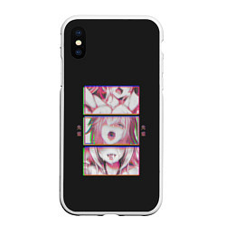 Чехол iPhone XS Max матовый Ahegao девушка, цвет: 3D-белый