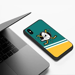 Чехол iPhone XS Max матовый Анахайм Дакс, NHL, цвет: 3D-черный — фото 2