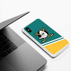 Чехол iPhone XS Max матовый Анахайм Дакс, NHL, цвет: 3D-белый — фото 2