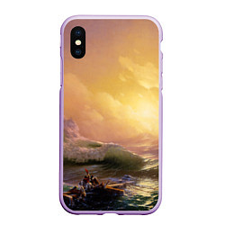 Чехол iPhone XS Max матовый Шторм в море девятый вал, цвет: 3D-сиреневый