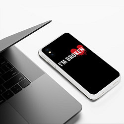 Чехол iPhone XS Max матовый Im broken с разбитым сердцем, цвет: 3D-белый — фото 2