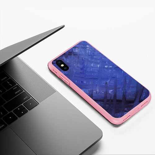 Чехол iPhone XS Max матовый Синие акварельные мазки / 3D-Баблгам – фото 3
