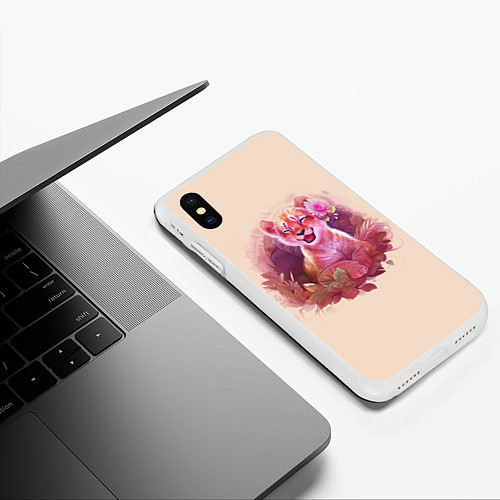 Чехол iPhone XS Max матовый Маленький Тигрёнок / 3D-Белый – фото 3