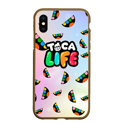 Чехол iPhone XS Max матовый Toca Life: Smile Logo, цвет: 3D-коричневый