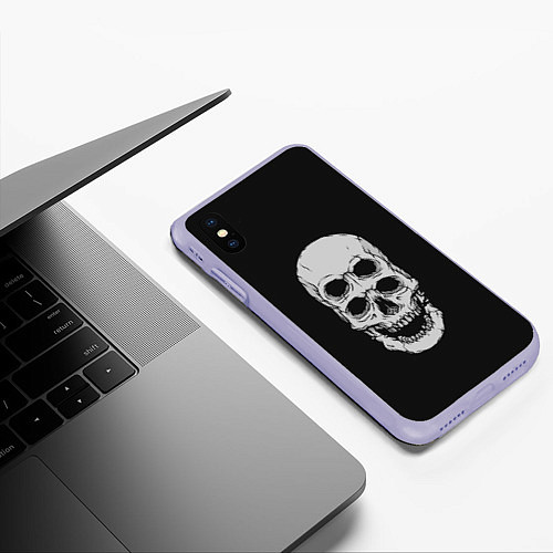 Чехол iPhone XS Max матовый Terrible Skull / 3D-Светло-сиреневый – фото 3