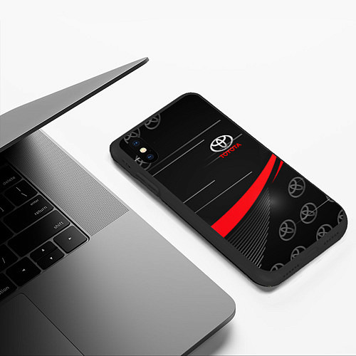 Чехол iPhone XS Max матовый ТОЙОТА TOYOTA RED LINES / 3D-Черный – фото 3