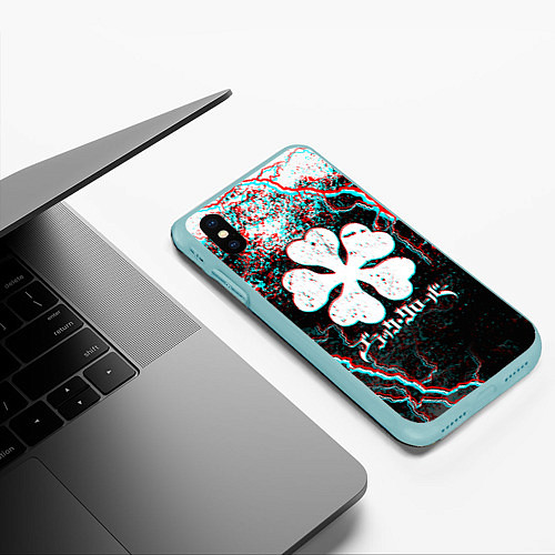 Чехол iPhone XS Max матовый BLACK CLOVER GLITCHF FLASHES / 3D-Мятный – фото 3