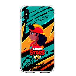 Чехол iPhone XS Max матовый Meg Brawl Stars girl, цвет: 3D-белый