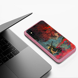 Чехол iPhone XS Max матовый Sekiro Самурай против дракона, цвет: 3D-малиновый — фото 2