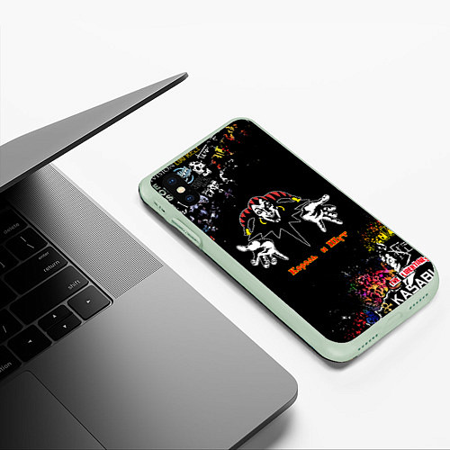 Чехол iPhone XS Max матовый Лого рок групп / 3D-Салатовый – фото 3