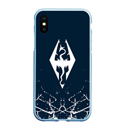 Чехол iPhone XS Max матовый THE ELDER SCROLLS SKYRIM ЭМБЛЕМА ДРАКОНА, цвет: 3D-голубой