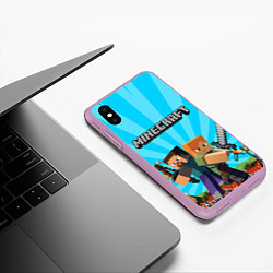 Чехол iPhone XS Max матовый МАЙНКРАФТ ГЕРОИ ИГРЫ MINECRAFT, цвет: 3D-сиреневый — фото 2