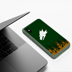 Чехол iPhone XS Max матовый Саламандры цвет легиона, цвет: 3D-темно-зеленый — фото 2