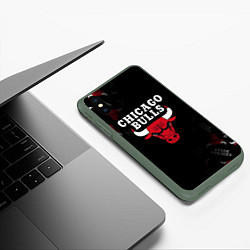 Чехол iPhone XS Max матовый ЧИКАГО БУЛЛС БЫКИ CHICAGO BULLS, цвет: 3D-темно-зеленый — фото 2