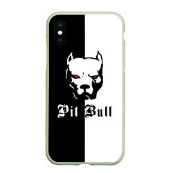 Чехол iPhone XS Max матовый Pit Bull боец, цвет: 3D-салатовый