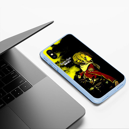 Чехол iPhone XS Max матовый Энни Леонхарт Атака на титанов / 3D-Голубой – фото 3
