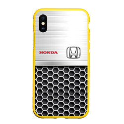Чехол iPhone XS Max матовый HONDA Стальная решетка, цвет: 3D-желтый