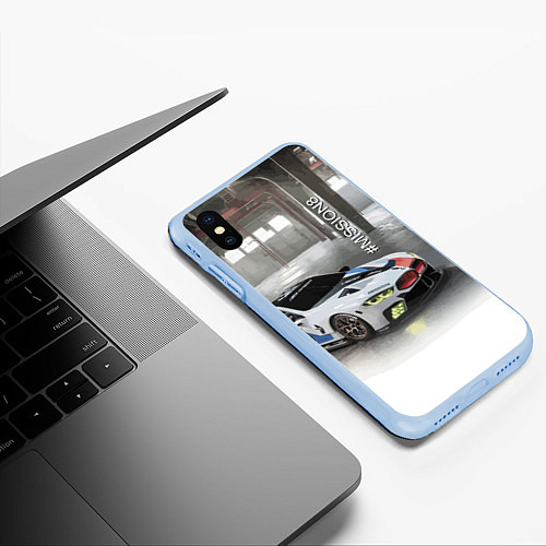 Чехол iPhone XS Max матовый BMW Motorsport Mission 8 / 3D-Голубой – фото 3