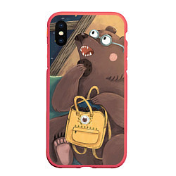Чехол iPhone XS Max матовый Мечтающий медведь, цвет: 3D-красный