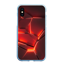 Чехол iPhone XS Max матовый ПЛИТЫ НА НЕОНЕ, цвет: 3D-голубой