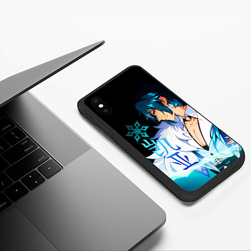 Чехол iPhone XS Max матовый Genshin Impact - Кэйа / 3D-Черный – фото 3