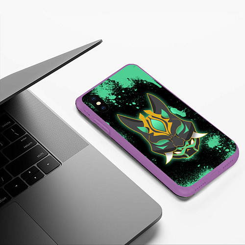 Чехол iPhone XS Max матовый XIAO БРЫЗГИ СЯО / 3D-Фиолетовый – фото 3