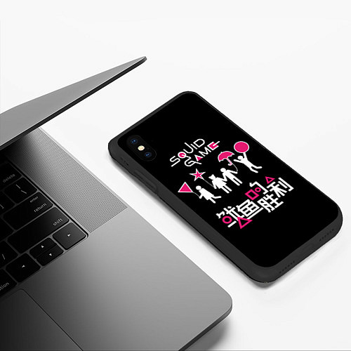 Чехол iPhone XS Max матовый Игра в кальмара: сахарные фигурки / 3D-Черный – фото 3