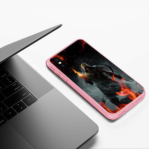 Чехол iPhone XS Max матовый TES SKYRIM DOVAHKIN FLAME ДРАКОНОРОЖДЕННЫЙ / 3D-Баблгам – фото 3